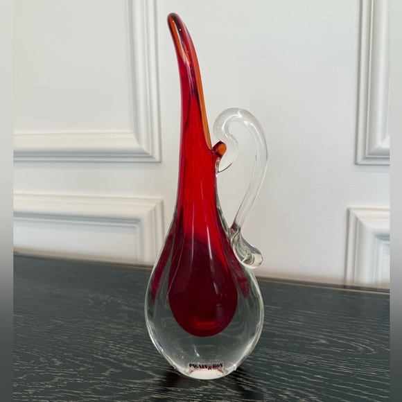 Red Murano Glass Vase Pitcher by Pagnin & Bon Italy 1960s